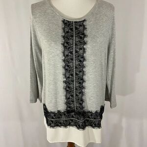 NWT Talbots Lace Border Top